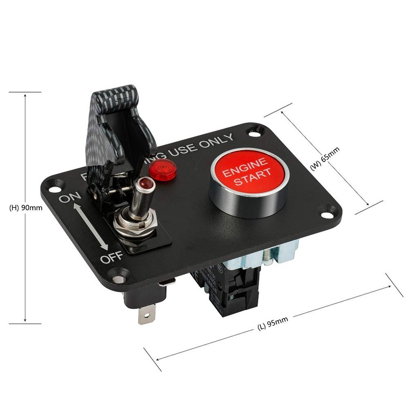 Jtron DC12V 20A Universal Racing Switch Panel Toggle Switch Carbon