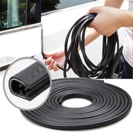 Car Door Edge Guards，16.4Ft(5M) No Glue Black Universal Fit Rubber U Shape Door Edge Trim Automotive Door Edge Molding Door Edge Protector for Sedans Trucks SUV ATV-for Most Models
