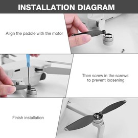 Hélices de Cuchillas para Drones RC, Accesorio de ala de Helicóptero Apto para Mini Accesorio Mavic(Negro con Borde Plateado)