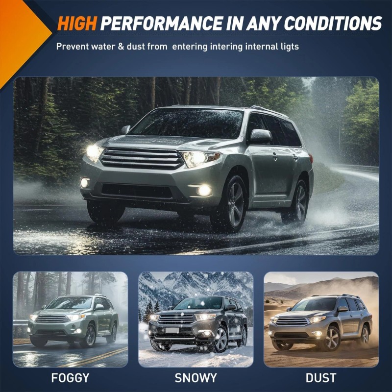 Nilight Fog Lights Assembly Compatible with 2008-2011 Toyota Highlander