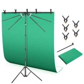 Banner Stand, 4.6ft x 6ft Adjustable Photo Backdrop Stand for Parties with 2 in 1 Green Screen Backdrop Kit for Photoshoot, Photography Video, Live Streaming (LOMTAP)