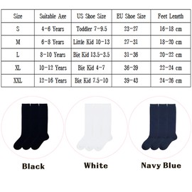 YEJIMONG Girls Knee High Socks School Uniform Dress Cotton Long Socks for Kids Boys 3 Pairs 4-16 Years (Navy Blue, X-large)
