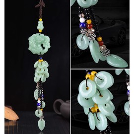 Car Hanging Decoration, Dangling Ornaments Vehicle Accessory Rearview Mirror Charms Pendant Brave Troops Crystal Lotus Car Pendant Amulet Pray for Luck Safety (E)