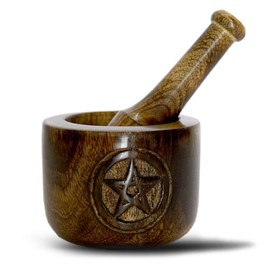 Kaizen Casa Wooden Mortar and Pestle Garlic Masher Hand Grinder Crusher Kitchen Gadgets