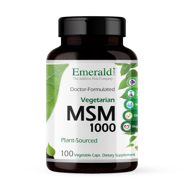 Ultra Botanicals Emerald Labs MSM 1000 mg - Dietary Supplement with Plant-Sourced Methylsulfonylmethane for Joint Support and Healthy Immune Function - 100 Vegetable Capsules