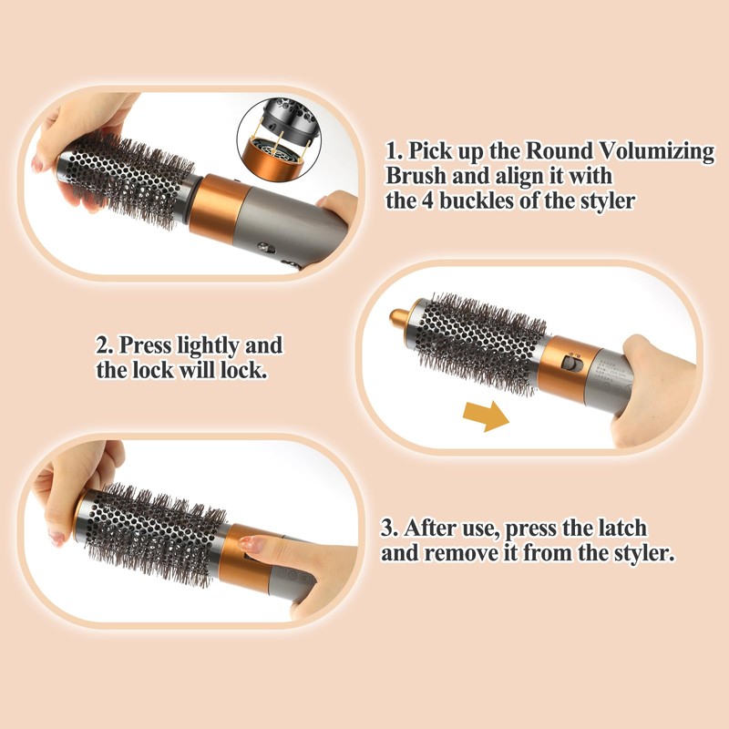Large Round Volumizing Brush for Airwrap Attachments,Bigger Oval Round Brush