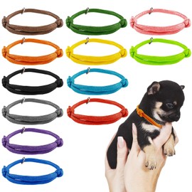 12 Stück Welpenhalsbänder für Züchter, Welpenhalsbänder Einstellbar, Welpen ID Halsbänder, welpenhalsband für Züchter, Welpen Halsbänder, Hunde welpen halsbänder für Neugeborene Haustiere (S,4-6.5cm)
