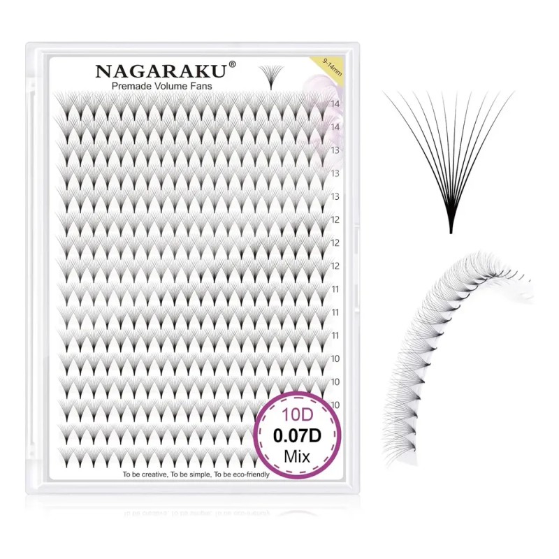 Nagaraku Extensión De Pestañas Prearmados Volumen 10d Mix