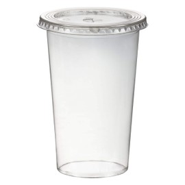 VEPATIM Smoothie Cups with Lid with Slot 500 ml Diameter 95 mm PET Crystal Clear Pack of 50