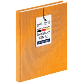 goldbuch 64 0101 Linen Notebook Summertime Note A5, Bullet Journal with 200 Pages of Dotted Cream Paper 100 g/m², Acid-free and Inkfast, Hardcover Notebook with Bookmark and Thread Binding, Yellow