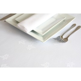 Egyptian 100% Cotton TABLECLOTH Damask Ivy Leaf Fine Table Linen Cloth Cover, ROUND - 90inch (230cm)