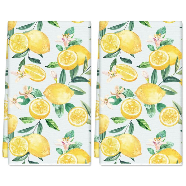 JarThenaAMCS 2Pcs Lemon Kitchen Towel Summer Lemon Dish Towels 18