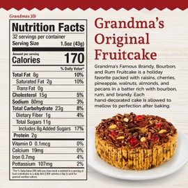 Beatrice Bakery Co. Original Fruitcake, Grandma's Old Fashioned Fruit and Nut Freshly Made, Brandy, Bourbon and Rum Fruitcake, Est. 1917 (48 oz Box)