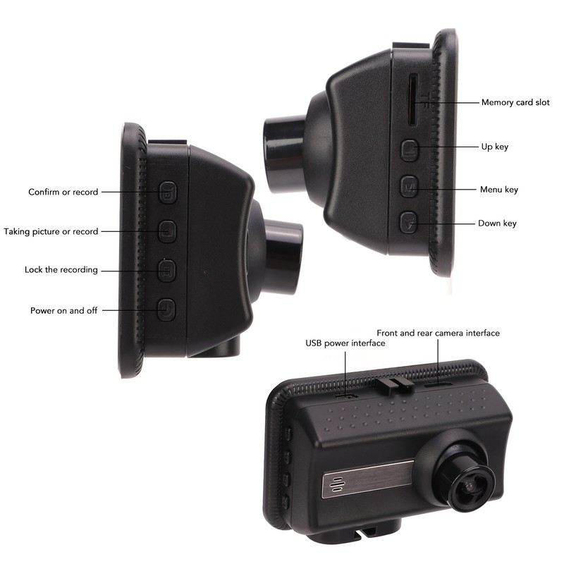 Dual Dash Cam High Definition 120 Degree Wide Angle Emergency