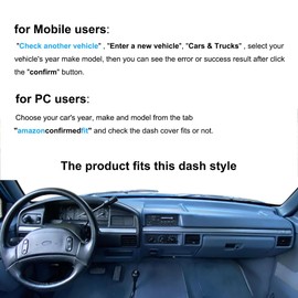 Yiz Dash Cover Mat Fit for Ford F150 F250 F350 Bronco 1992 1993 1994 1995 1996 1997 Dashboard Cover Carpet Pad Cap Protector (Dark Gray) J20