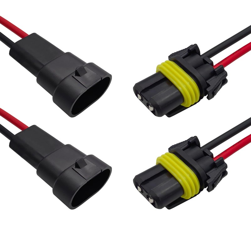 Audak 2PCS 9006 HB4 Ceramic Female Socket Adapters Wiring Harness