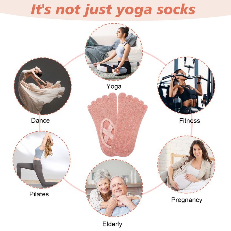 Leikedun Set di 4 paia di calze da yoga comode