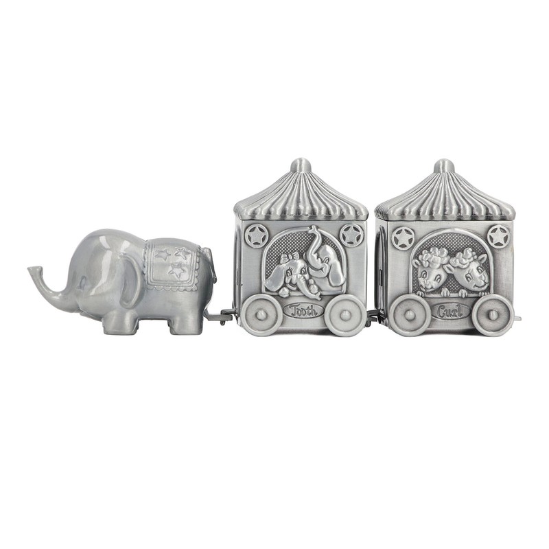 Baby Teeth Organizer Elephant Carriage Keepsake Box Metal Collection Container
