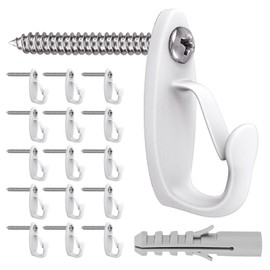 SELEWARE 15pcs Screw-in Hooks for Outdoor String Lights, Windproof Wall Hooks for Patio Gazebo Fence, Gray-White