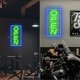 NOVVAOGO Led Open Signs for Business with Power Adapter. Light Open Signs for Business, Office, Store, Restaurant, Bar, Café, Spa etc. Open Closed Signs. Bright Open Neon Lights Signs (Green)