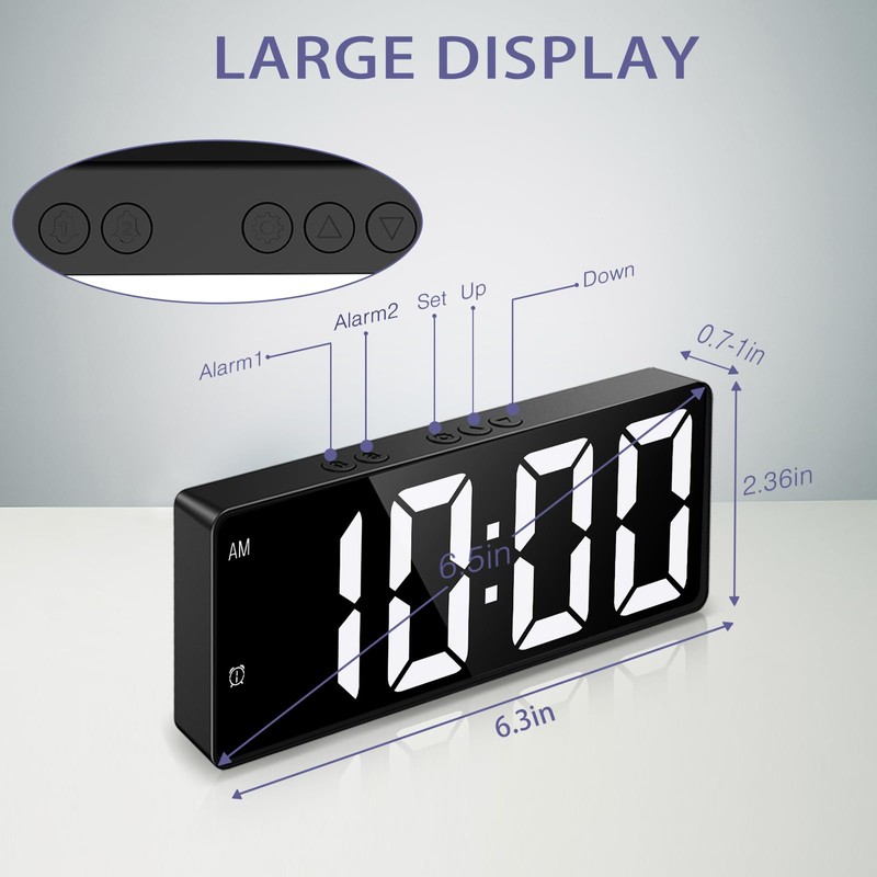 OQIMAX Digital Alarm Clock LED Display Alarm Clock Bedroom Electronic
