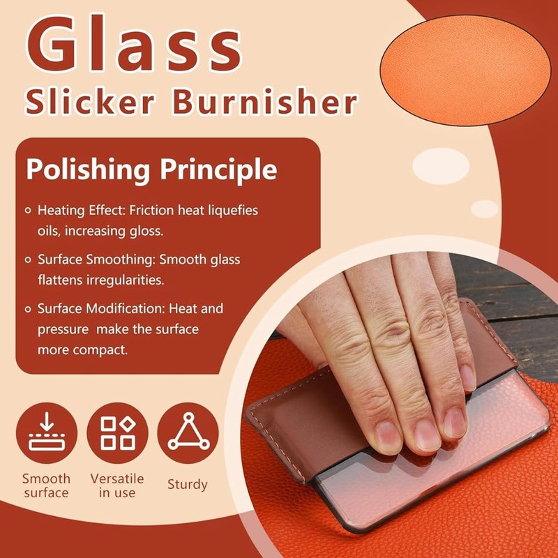 Aswalling 2-Pack Glass Slicker for Leathercraft Burnishing Leather Burnishing Tool