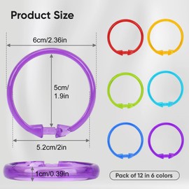 Premium Plastic Shower Curtain Rings Shower Curtain Hooks Gliding on Standard Shower Rods Easy Snap Closure (O Shape,Clear Crystal Rainbow,24Pcs)