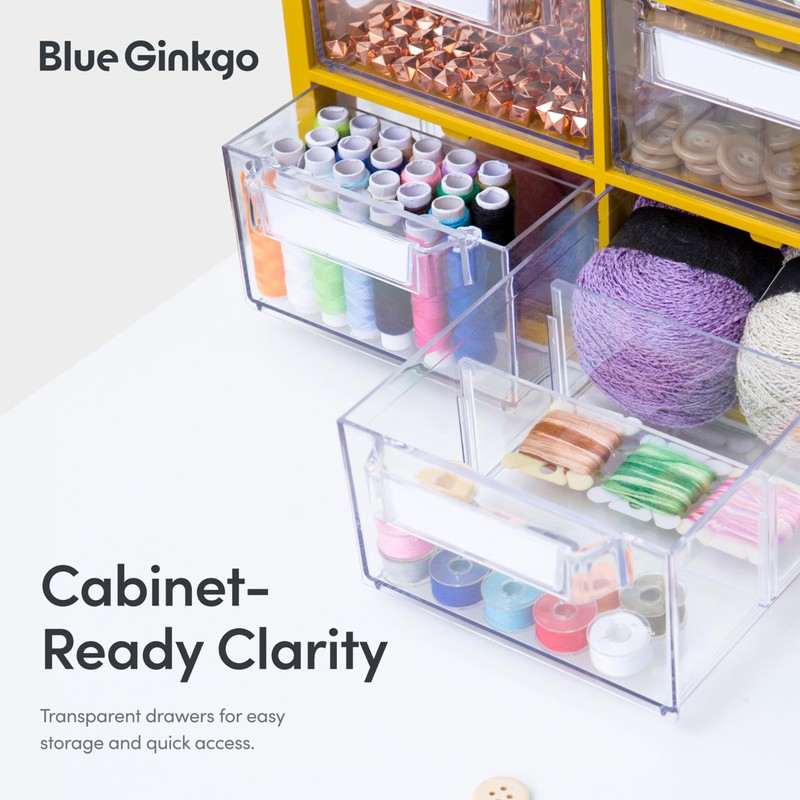 Blue Ginkgo Large 12-Drawer Cabinet – Stackable Clear Organizer for