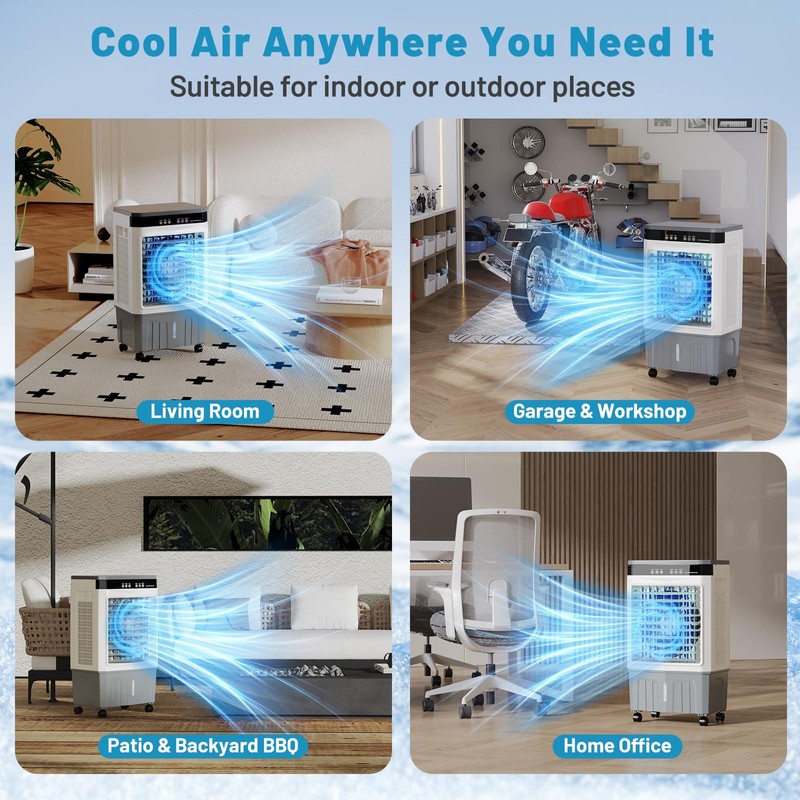 Auertech 5.3 Gal Swamp Cooler, 1800 CFM Windowless Portable Air