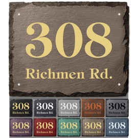 House Address Sign, House Number Plaque, 9.5x12, Thick Rust-Free, Fade Resistant AlumaBond, 3 Color Option, 20 Font Style, Hole Options, USA Made by My Sign Center (Slate - RIver Rock)