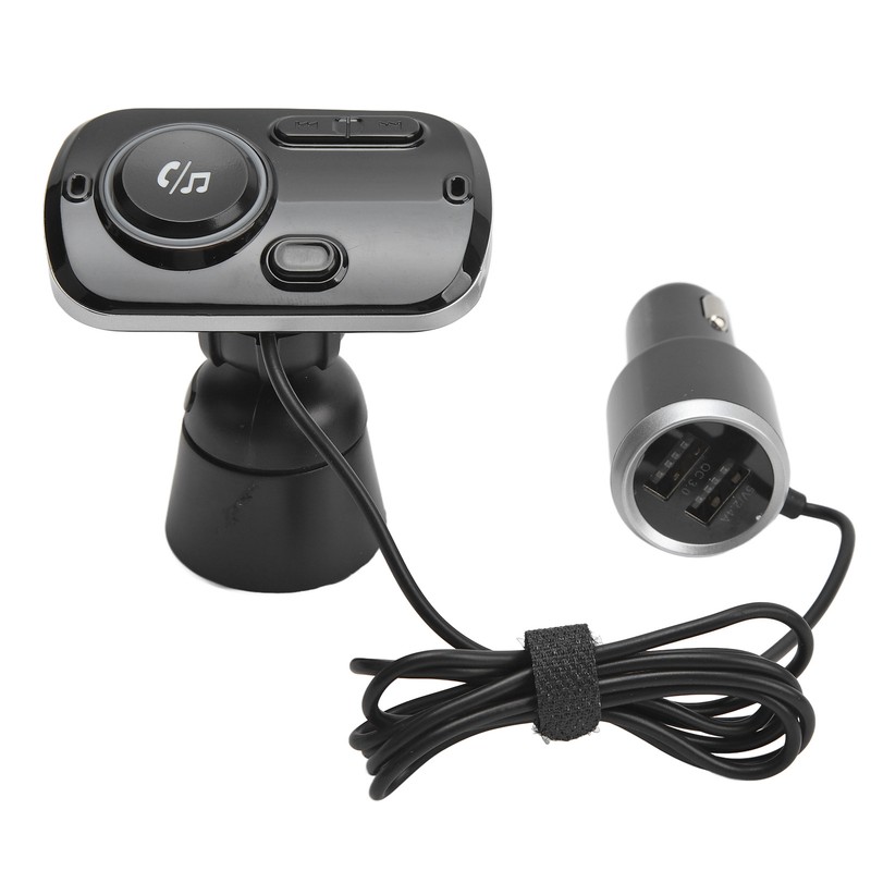 Bluetooth Transmitter 2 USB Port Black Fast Charging Smart Detection