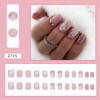 24Pcs Glitter Snowflake Press on Nails Short Square Christmas Fake