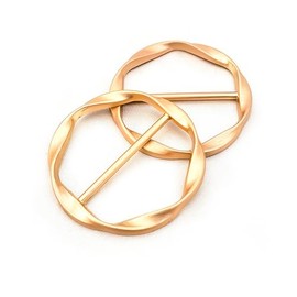 Helonge Scarf Ring Clip, 2 Pcs T Shirt Clip,Clothes Knotted Clip, Circle Knotted Buckle for Shirt Silk Scarf Clothing (Gold)