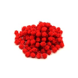 100 Pcs Small Sparkle Balls, Tinsel Pom Poms Puff Balls Glitter Pompoms for Arts Crafts DIY Christmas (Red)