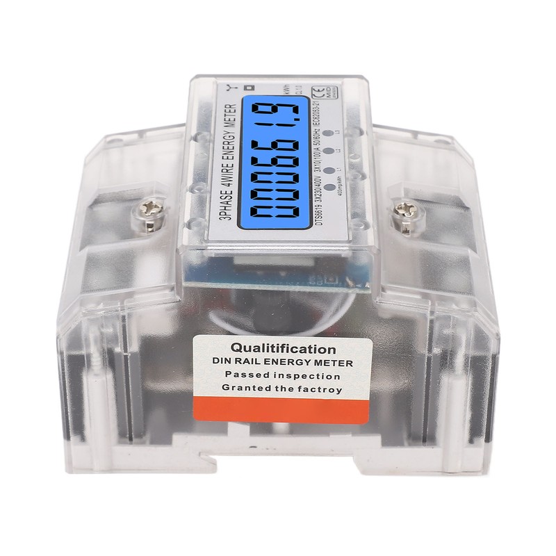 Energy Meter 3 Phase 4 Wire Backlit LCD Display DIN