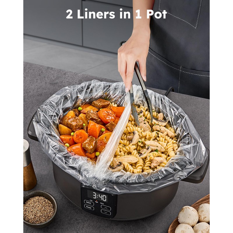 SMARTAKE Slow Cooker Liners 20PCS 13"x 21" Large Disposable Cooking
