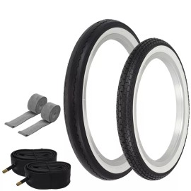 PRO+ SCHWINN STYLE WHITEWALL BRICK 16 X 1.75 S2 W/ 20 X 2.125 S2 SLICK TIRE 6PC SET