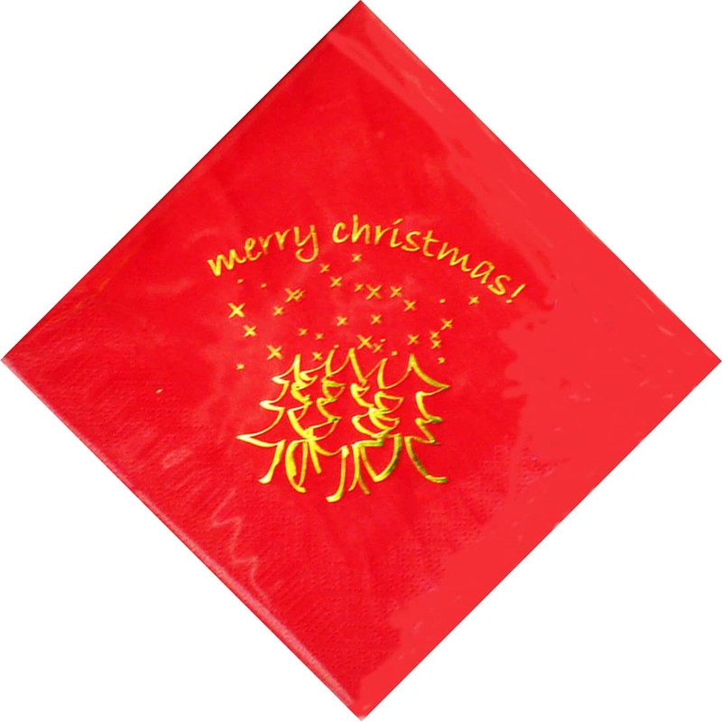 Merry Christmas Embossed Napkins 3 Ply Red