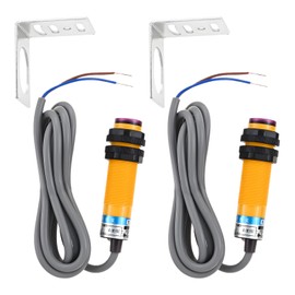 Teengse 1 Pair M18 Photoelectric Sensor E3F-5DN1-5L, Infrared Through-Beam/Reflective Switch, 6-36VDC NPN NO Proximity Switch with mounting Bracket (Inductive Distance 5M)