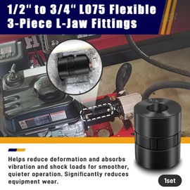 Log Splitter with 1/2" to 3/4" L075 Flexible 3-Piece L-Jaw Coupling Coupler Set - Includes Buna-N NBR Rubber Spider - Essential Log Splitter Parts & Accessories Available
