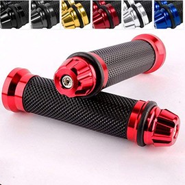 Karun Feel! Universal Rubber Porous Carving Bike Handle Grip Dirt Bike Pit Bike Motocross Hand Grip Hand Grip (Red)