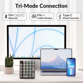 Keychron K0 Max Wireless Low-Profile Number Pad, QMK/VIA Programmable, Hot-Swappable Banana Switch, RGB Backlit, 2.4GHz & Bluetooth 5.3, 1000Hz Polling Rate, with Knob, for Windows/Mac