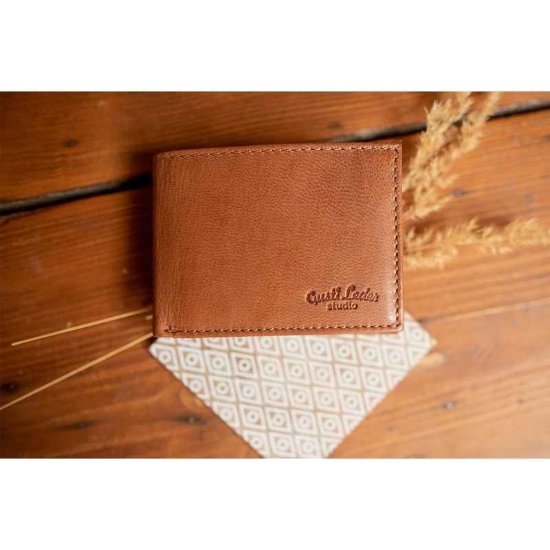 Gusti Lewi Men's Leather Wallet, hazelnut, Retro