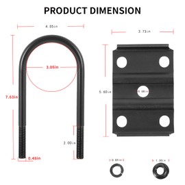 Trailer U Bolt Kit, 7-1/2 inch Height Trailer Leaf Spring U Bolts for 5200-7000 LBS, 3" Round Axle, 1/2” Diameter, 2" Thread Height, Replacement for 20080 (Type-2)