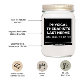 You Nique Designs Funny Physical Therapist 8oz Candle Gifts for Physical Therapists Female, Male, Physical Therapy Graduation, Student Gifts, PT Appreciation Gift (Mahogany Teakwood)