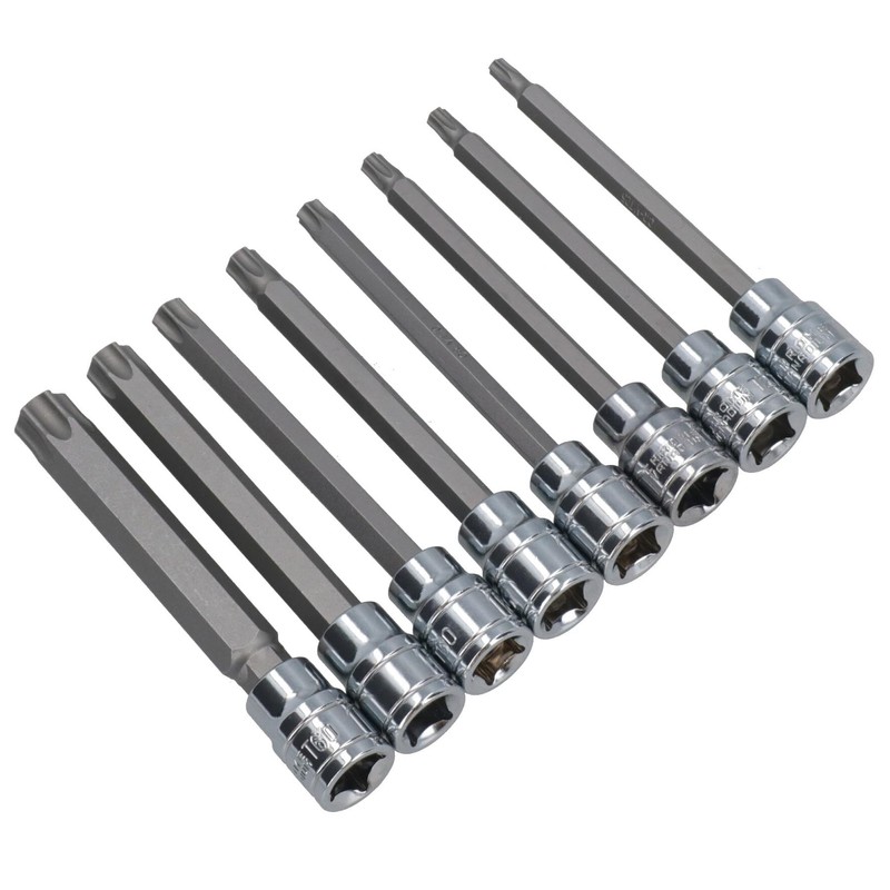 US Pro 1373 8pc 3/8''dr Star Bit Socket, Long Torx