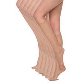 Annes styling Ladies 15 Denier Pressure-Free Lightweight Comfortable Everyday Socks Smooth Material One Size 6 Pairs Sheena15, natural