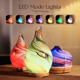 Porseme 280ml Glass Essential Oil Diffuser Aromatherapy Ultrasonic Cool Mist Humidifier 7 Running Hours Waterless Auto-Off Air Diffusers for Sleeping, Yoga, Office Working, Spa and Rest (Deep Desert)