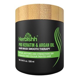 Herbishh Argan Oil and Pro Keratin Hair Mask (250 ML) - Acondicionamiento Profundo E Mascarilla Hidratante Para Cabello, Repara, Restaura Y Fortalece El Cabello Seco, Dañado Y Teñido