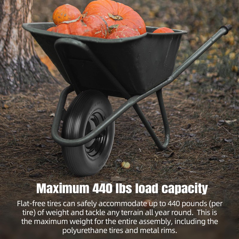 (2-PACK) 4.80/4.00-8" Tire and Wheel - Universal Fit 16" Flat